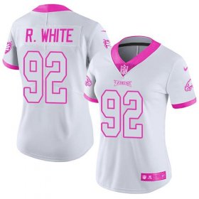 Wholesale Cheap Nike Eagles #92 Reggie White White/Pink Women\'s Stitched NFL Limited Rush Fashion Jersey