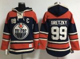 Wholesale Cheap Edmonton Oilers #99 Wayne Gretzky Navy Blue Women's Old Time Lacer NHL Hoodie