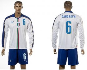 Wholesale Cheap Italy #6 Candreva White Away Long Sleeves Soccer Country Jersey