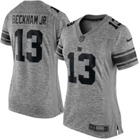 Wholesale Cheap Nike Giants #13 Odell Beckham Jr Gray Women\'s Stitched NFL Limited Gridiron Gray Jersey