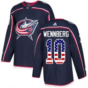 Wholesale Cheap Adidas Blue Jackets #10 Alexander Wennberg Navy Blue Home Authentic USA Flag Stitched NHL Jersey