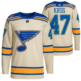 Wholesale Cheap Men\'s St. Louis Blues #47 Torey Krug Cream 2022 Winter Classic Stitched Jersey