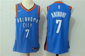 Wholesale Cheap Men\'s Oklahoma City Thunder #7 Carmelo Anthony New Royal Blue 2017-2018 Nike Swingman Stitched NBA Jersey