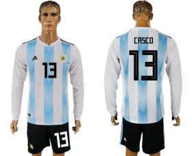 Wholesale Cheap Argentina #13 Casco Home Long Sleeves Soccer Country Jersey