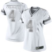 Wholesale Cheap Nike Cowboys #4 Dak Prescott White Women's Stitched NFL Limited Platinum Jersey