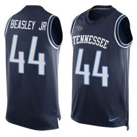 Wholesale Cheap Nike Titans #44 Vic Beasley Jr Navy Blue Team Color Men\'s Stitched NFL Limited Tank Top Jersey