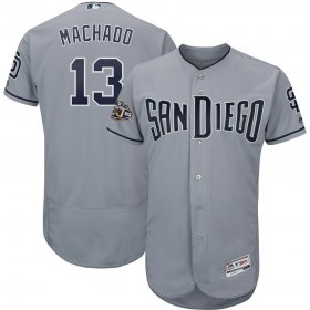 Wholesale Cheap San Diego Padres #13 Manny Machado Majestic Flex Base Authentic Stitched MLB Jersey Gray