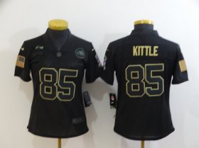 Wholesale Cheap Women\'s San Francisco 49ers #85 George Kittle Black 2020 Salute To Service Stitched NFL Nike Limited Jersey