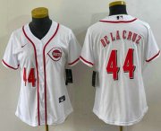 Wholesale Cheap Women's Cincinnati Reds #44 Elly De La Cruz Number White With Patch Cool Base Stitched Jersey