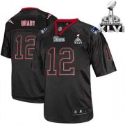 Wholesale Cheap Patriots #12 Tom Brady Lights Out Black Super Bowl XLVI Embroidered NFL Jersey