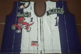 Wholesale Cheap Men\'s Toronto Raptors #1 Tracy McGrady Purple White Two Tone Stitched NBA Hardwood Classic Swingman Jersey