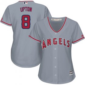 Wholesale Cheap Angels #8 Justin Upton Grey Road Women\'s Stitched MLB Jersey