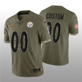Wholesale Cheap Men\'s Pittsburgh Steelers ACTIVE PLAYER Custom 2022 Olive Salute To Service Limited Stitched Jersey