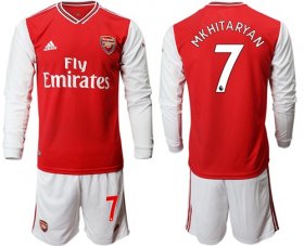 Wholesale Cheap Arsenal #7 Mkhitaryan Red Home Long Sleeves Soccer Club Jersey