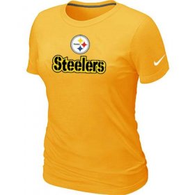 Wholesale Cheap Women\'s Nike Pittsburgh Steelers Authentic Logo T-Shirt Yellow