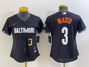 Wholesale Cheap Youth Baltimore Orioles #3 Jorge Mateo Number Black 2023 City Connect Cool Base Stitched Jersey 1