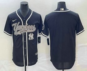 Cheap Men\'s New York Yankees Blank Black Cool Base Stitched Baseball Jersey