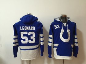 Wholesale Cheap Men\'s Indianapolis Colts #53 Darius Leonard NEW Royal Blue Pocket Stitched NFL Pullover Hoodie