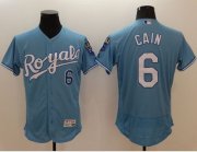 Wholesale Cheap Royals #6 Lorenzo Cain Light Blue Flexbase Authentic Collection Stitched MLB Jersey