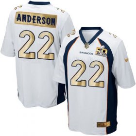 Wholesale Cheap Nike Broncos #22 C.J. Anderson White Men\'s Stitched NFL Game Super Bowl 50 Collection Jersey