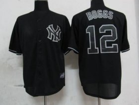 Wholesale Cheap Yankees #12 Wade Boggs Black Fashion Stitched MLB Jersey