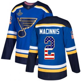 Wholesale Cheap Adidas Blues #2 Al MacInnis Blue Home Authentic USA Flag Stanley Cup Champions Stitched NHL Jersey