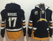 Wholesale Cheap Nike Chargers #17 Philip Rivers Navy Blue/Gold Name & Number Pullover NFL Hoodie