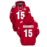 Wholesale Cheap Men's Red Kansas City Chiefs #15 Patrick Mahomes 2021 Super Bowl LIV Pullover Hoodie