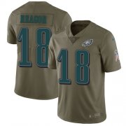 Wholesale Cheap Nike Eagles #18 Jalen Reagor Olive Men's Stitched NFL Limited 2017 Salute To Service Jersey