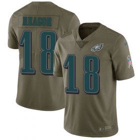 Wholesale Cheap Nike Eagles #18 Jalen Reagor Olive Men\'s Stitched NFL Limited 2017 Salute To Service Jersey