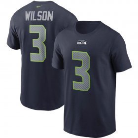 Wholesale Cheap Seattle Seahawks #3 Russell Wilson Nike Team Player Name & Number T-Shirt College Navy