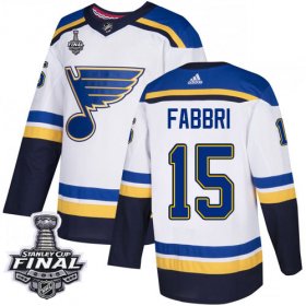 Wholesale Cheap Adidas Blues #15 Robby Fabbri White Road Authentic 2019 Stanley Cup Final Stitched NHL Jersey