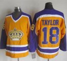 Wholesale Cheap Kings #18 Dave Taylor Yellow/Purple CCM Throwback Stitched NHL Jersey