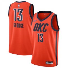 Wholesale Cheap Men\'s Oklahoma City Thunder #13 Paul George Nike Orange 2018-19 Swingman Earned Edition Jersey