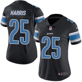 Wholesale Cheap Nike Lions #25 Will Harris Black Women\'s Stitched NFL Limited Rush Jersey
