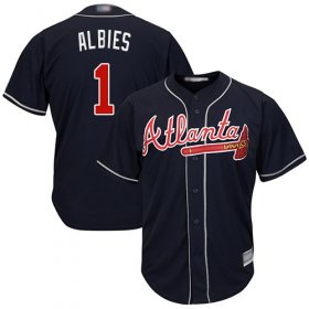 Wholesale Cheap Braves #1 Ozzie Albies Navy Blue Cool Base Stitched Youth MLB Jersey