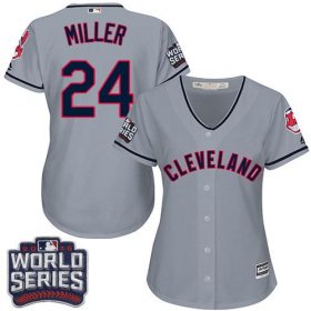 Wholesale Cheap Indians #24 Andrew Miller Grey 2016 World Series Bound Women\'s Road Stitched MLB Jersey