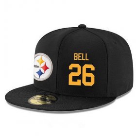 Wholesale Cheap Pittsburgh Steelers #26 Le\'Veon Bell Snapback Cap NFL Player Black with Gold Number Stitched Hat