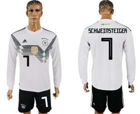 Wholesale Cheap Germany #7 Schweinsteiger White Home Long Sleeves Soccer Country Jersey