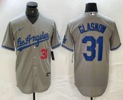 Cheap Men's Los Angeles Dodgers #31 Tyler Glasnow Gray Alternate Player Number Team Logo Cool Base Jerseys