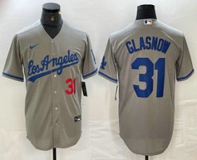 Cheap Men\'s Los Angeles Dodgers #31 Tyler Glasnow Gray Alternate Player Number Team Logo Cool Base Jerseys
