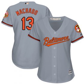 Wholesale Cheap Orioles #13 Manny Machado Grey Road Women\'s Stitched MLB Jersey