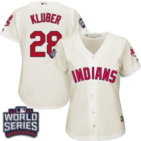 Wholesale Cheap Indians #28 Corey Kluber Cream 2016 World Series Bound Women\'s Alternate Stitched MLB Jersey