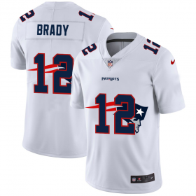 Wholesale Cheap New England Patriots #12 Tom Brady White Men\'s Nike Team Logo Dual Overlap Limited NFL Jersey