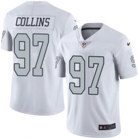 Wholesale Cheap Nike Raiders #97 Maliek Collins White Men\'s Stitched NFL Limited Rush Jersey