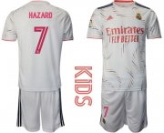Wholesale Cheap Youth 2021-2022 Club Real Madrid home white 7 Adidas Soccer Jersey