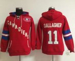 Wholesale Cheap Montreal Canadiens #11 Brendan Gallagher Red Women's Old Time Heidi NHL Hoodie
