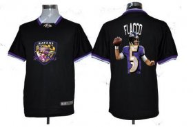Wholesale Cheap Nike Ravens #5 Joe Flacco Black Men\'s NFL Game All Star Fashion Jersey