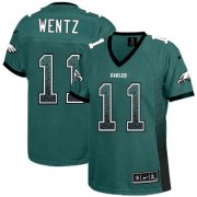 Wholesale Cheap Nike Eagles #11 Carson Wentz Midnight Green Team Color Women's Stitched NFL Elite Drift Fashion Jersey