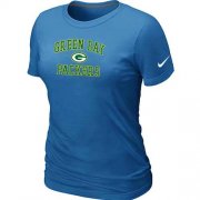 Wholesale Cheap Women's Nike Green Bay Packers Heart & Soul NFL T-Shirt Light Blue